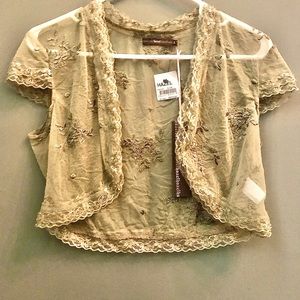 NWOT short beaded sequins olive jacket